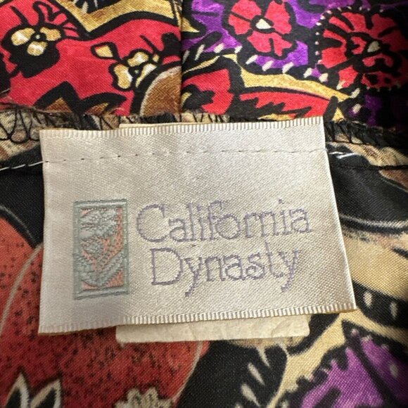Vintage California Dynasty Robe Sleepwear Old Money Floral Gold Small Womens Red - Picture 2 of 9